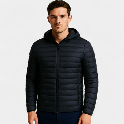 Men's Quilted Hooded Puffer Jacket – Relaxed Winter Fit