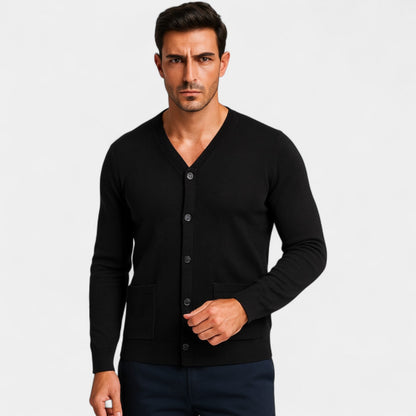 Men's Wool V-Neck Cardigan – Minimal Layering Knit