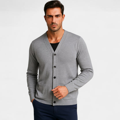 Men's Wool V-Neck Cardigan – Minimal Layering Knit