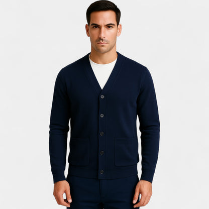 Men's Wool V-Neck Cardigan – Minimal Layering Knit