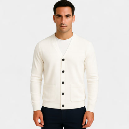 Men's Wool V-Neck Cardigan – Minimal Layering Knit