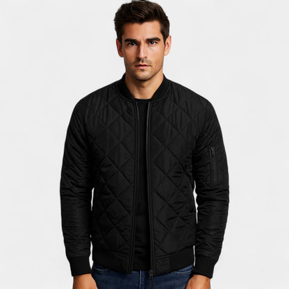 Men's Cotton Bomber Jacket – Lightweight Textured Weave