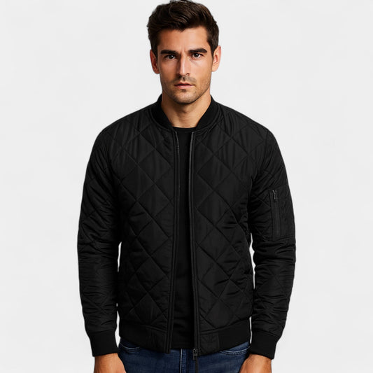 Men's Cotton Bomber Jacket – Lightweight Textured Weave