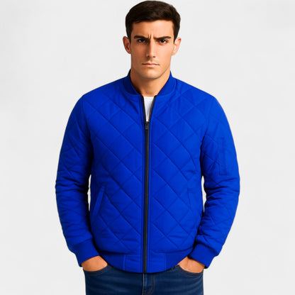 Men's Cotton Bomber Jacket – Lightweight Textured Weave