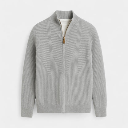 Men's Pure Cashmere Zip Cardigan – Chunky Stand Collar Knit