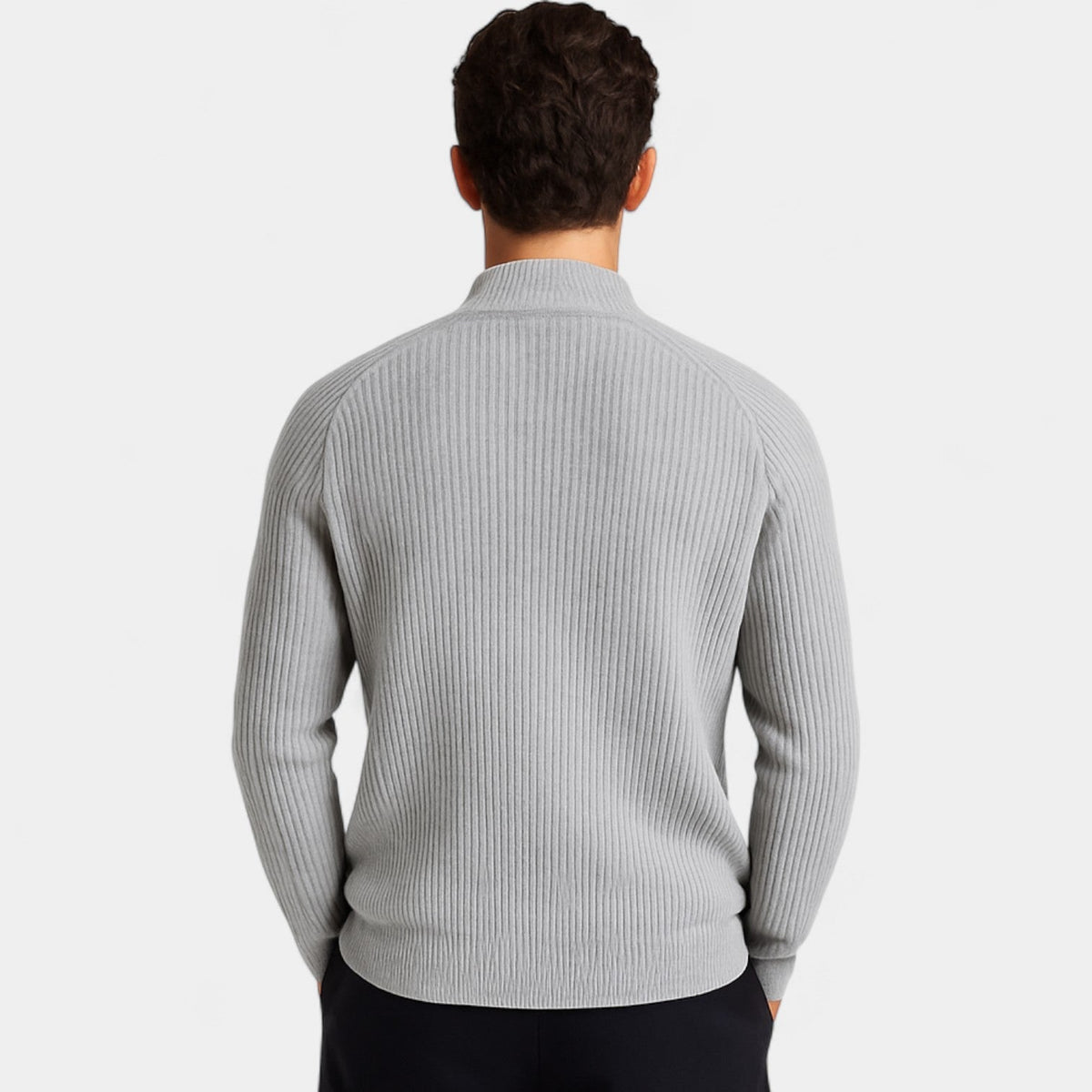 Men's Pure Cashmere Zip Cardigan – Chunky Stand Collar Knit