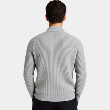 Men's Pure Cashmere Zip Cardigan – Chunky Stand Collar Knit