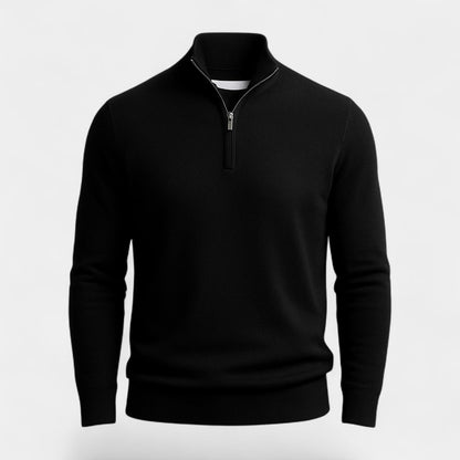 Men's Half Zip Knitted Jumper – Stand Collar Soft Knit