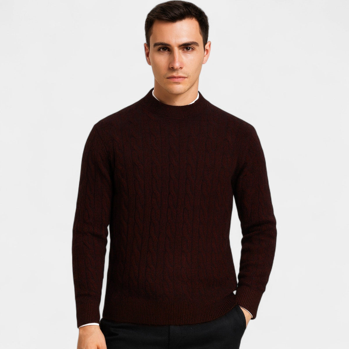 Men's Mink Wool Jumper – Crew Neck Winter Knit
