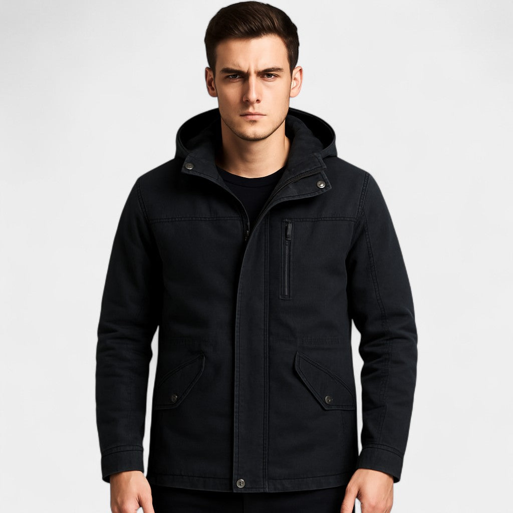 Men's Cotton Parka – Washed Finish with Lapel Hood
