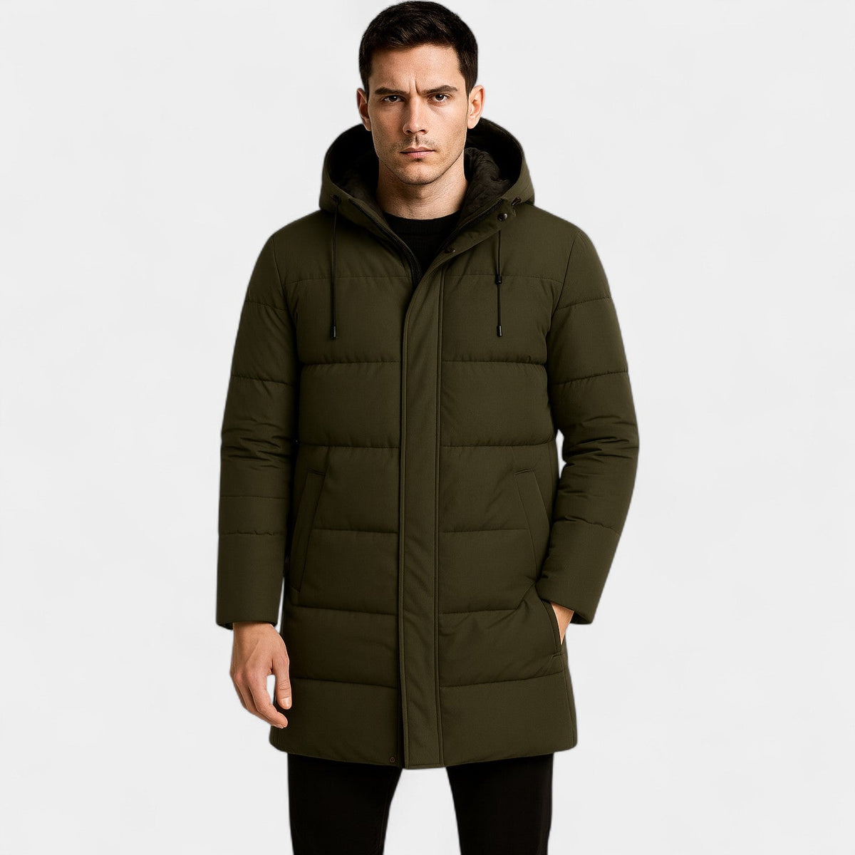 Men's Quilted Cotton Parka – Hooded Winter Jacket