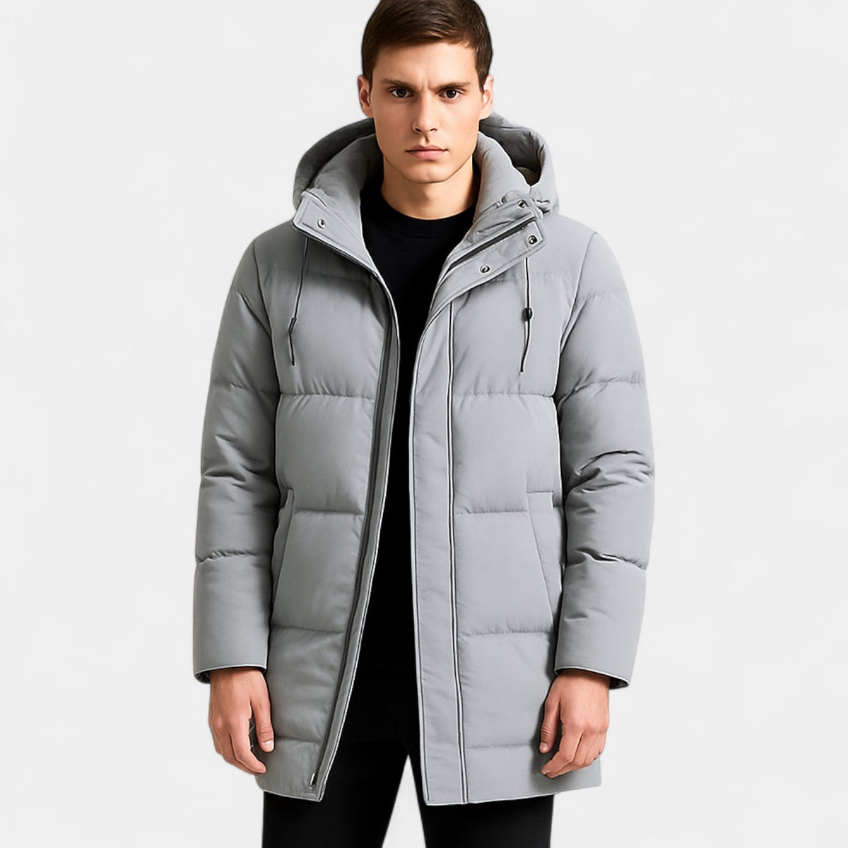 Men's Quilted Cotton Parka – Hooded Winter Jacket