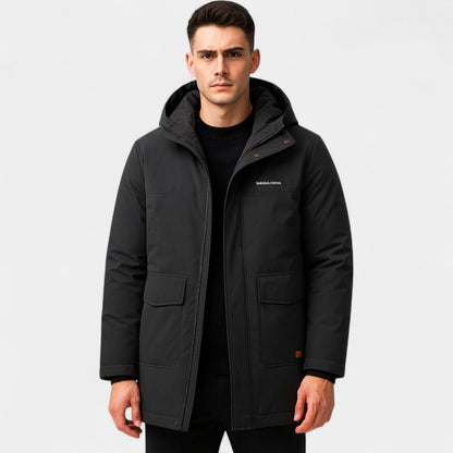 Men's Quilted Cotton Parka – Velvet Lined with Hood