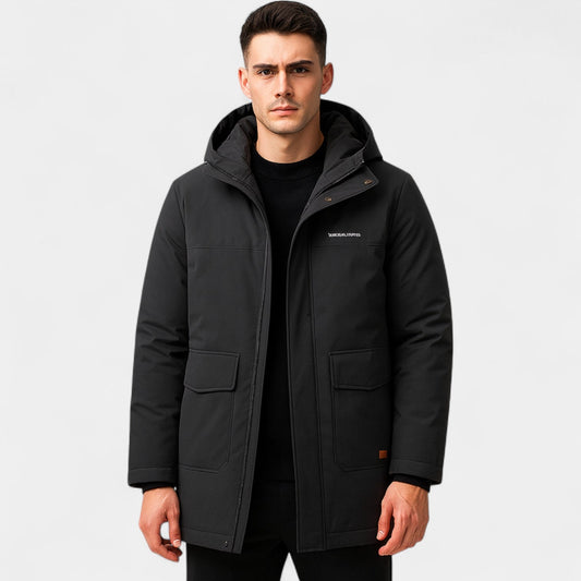 Men's Quilted Cotton Parka – Velvet Lined with Hood