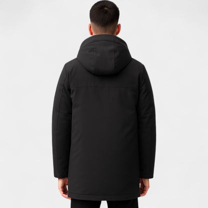 Men's Quilted Cotton Parka – Velvet Lined with Hood
