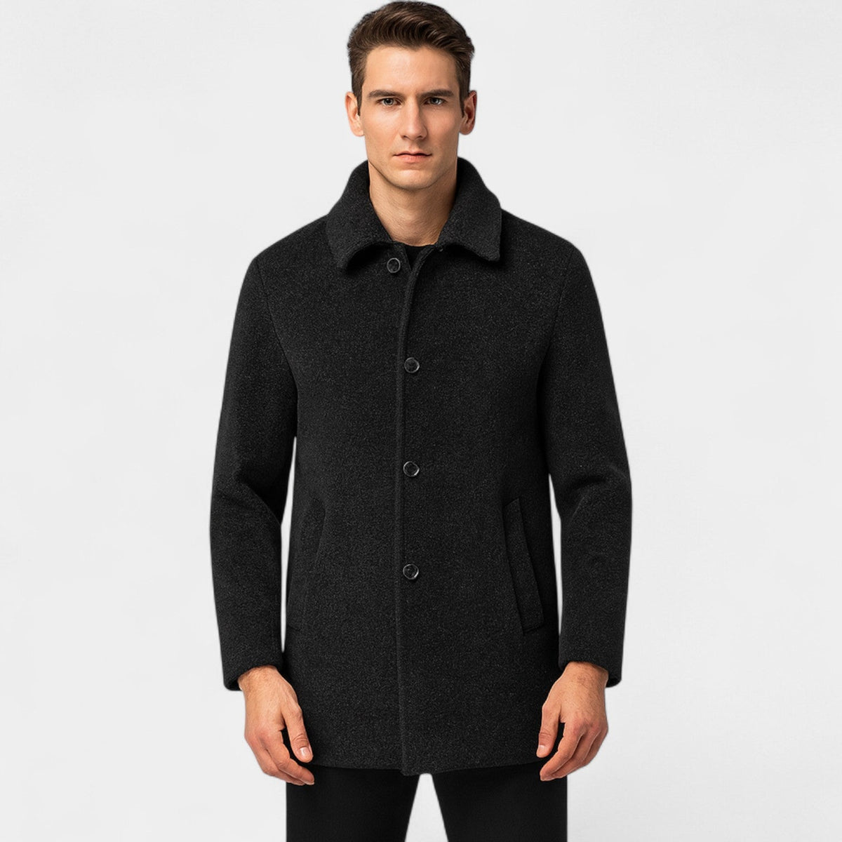 Men's Wool Trench Coat – faux fur Lined Inner Collar