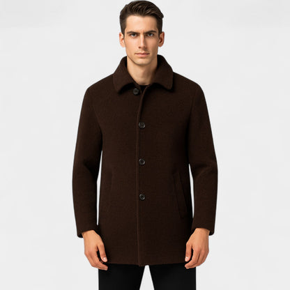 Men's Wool Trench Coat – faux fur Lined Inner Collar