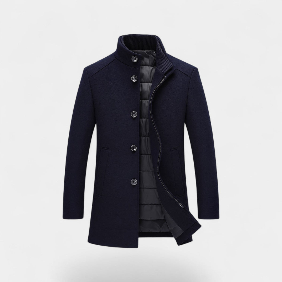 Men's Trench Parka – Stand Collar and Removable Gilet