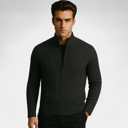 Men's Zip Cotton Knit Cardigan – Modern Stand Collar