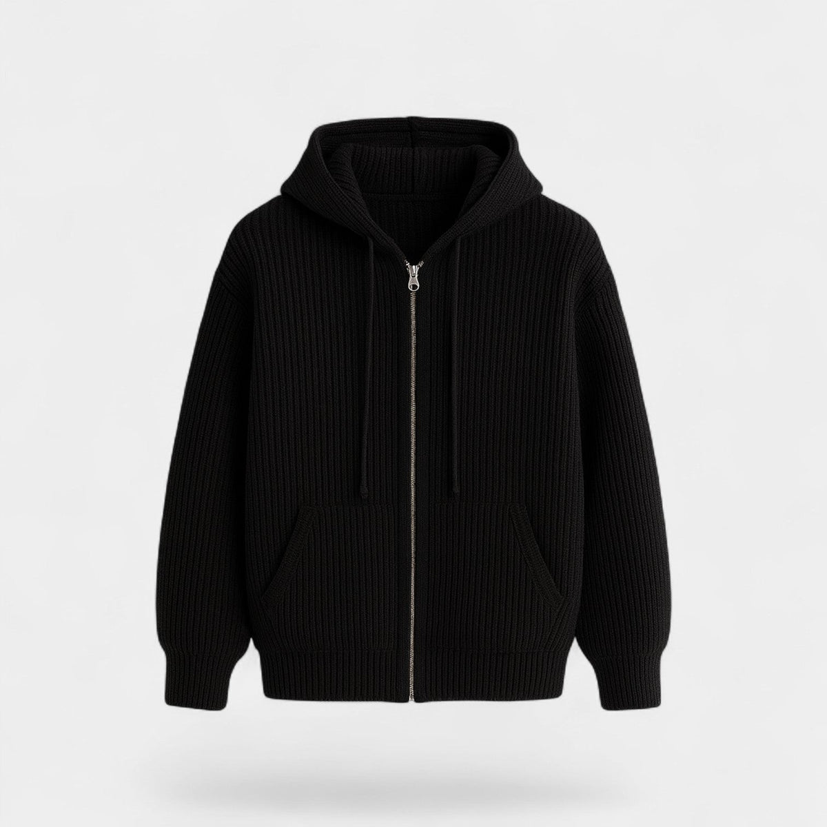 Men's Knitted Zip Hoodie – Relaxed Hooded Cardigan