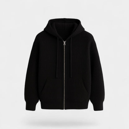 Men's Knitted Zip Hoodie – Relaxed Hooded Cardigan
