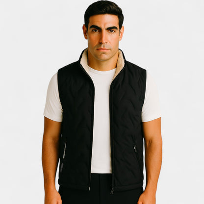 Men's Cotton Gilet – Fleece Lined with a Stand Collar