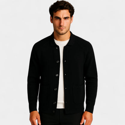 Men's Knitted Cardigan – Round Neck with Button Front