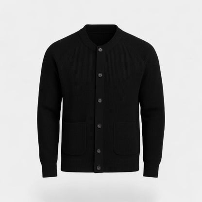 Men's Knitted Cardigan – Round Neck with Button Front