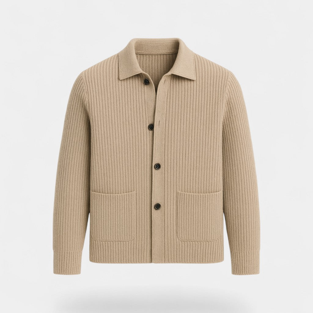 Men's Knitted Cotton Cardigan – Buttoned V Neck