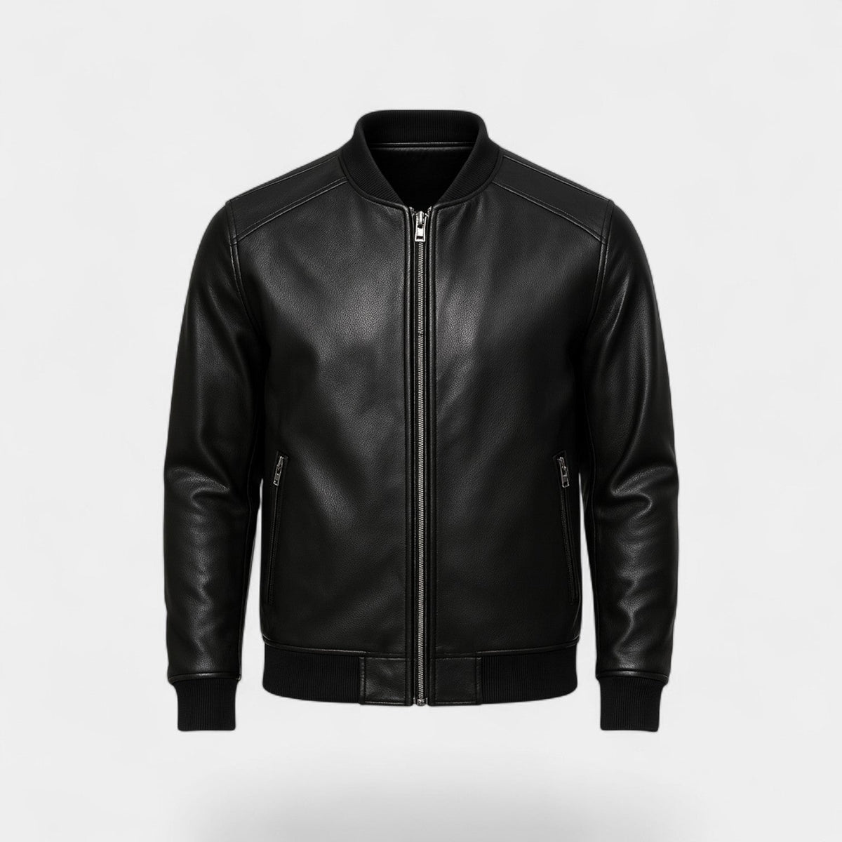 Men's Leather Jacket – Stand Collar Minimalist Cut