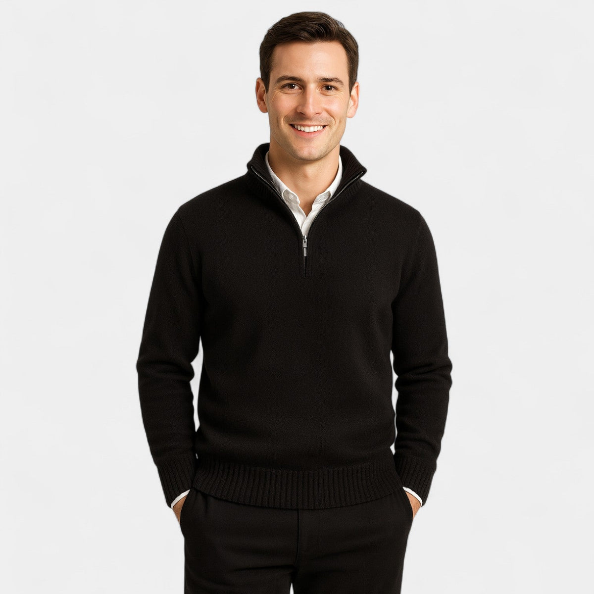 Men's Quarter Zip Jumper – Thermal Cotton Blend Knit
