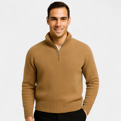 Men's Quarter Zip Jumper – Thermal Cotton Blend Knit