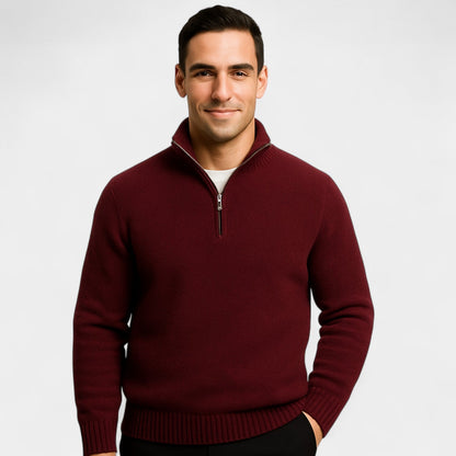 Men's Quarter Zip Jumper – Thermal Cotton Blend Knit