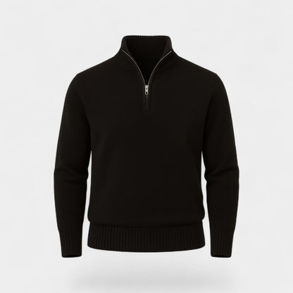 Men's Quarter Zip Jumper – Thermal Cotton Blend Knit