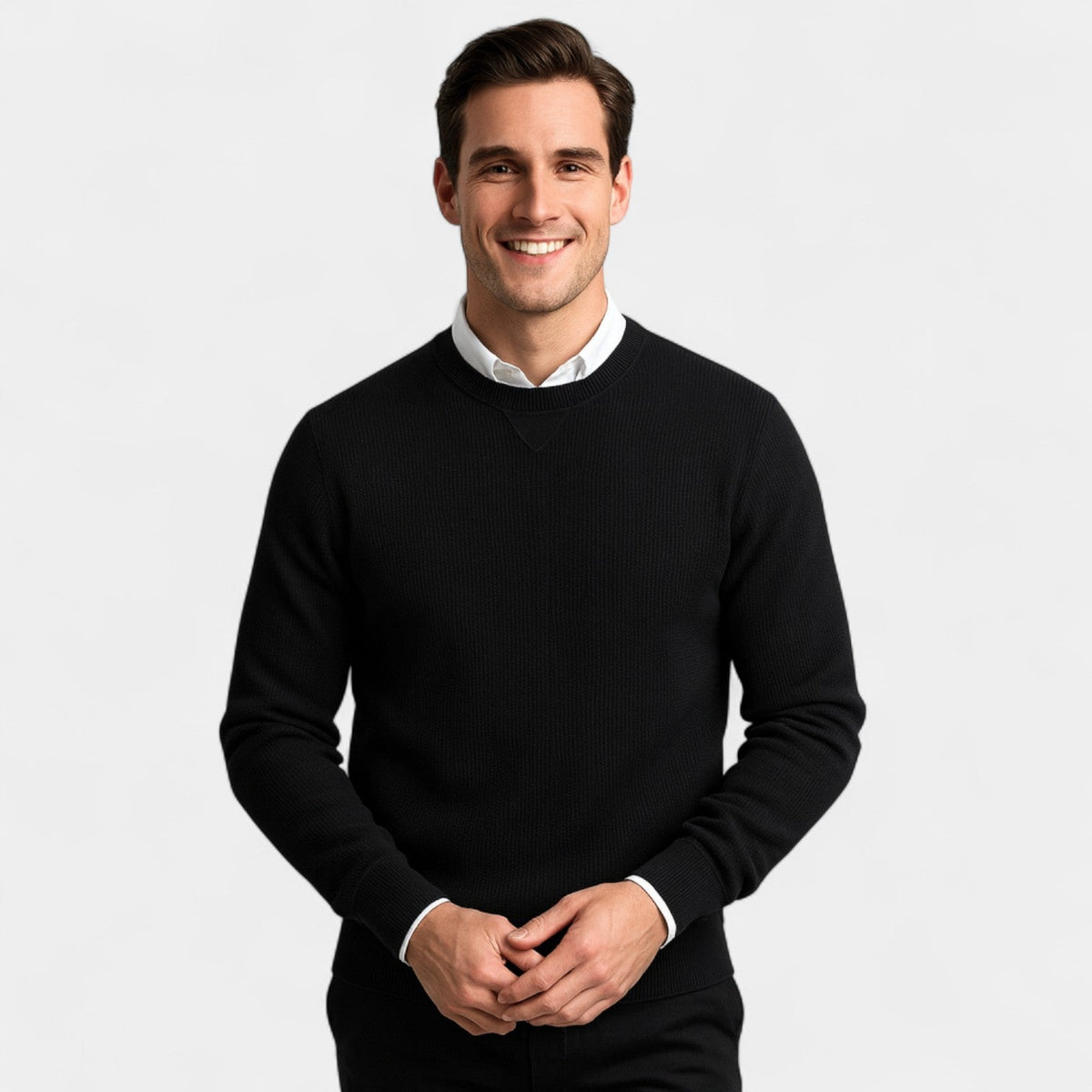 Men's Cotton Crew Neck Jumper – Relaxed Minimalist Cut