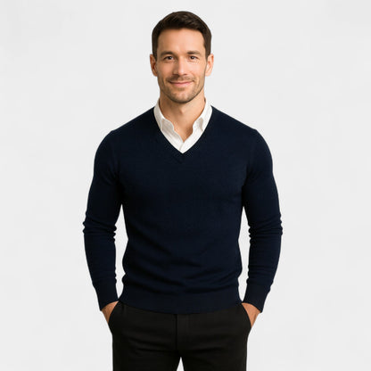 Men's V-Neck Jumper – Slim Fit Fine Technical Knit