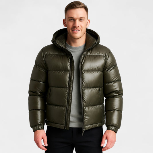 Men's Hooded Down Jacket – Insulated Winter Puffer