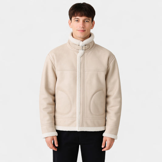 Men's Thick Lamb Cashmere Jacket – Classic Lapel Collar