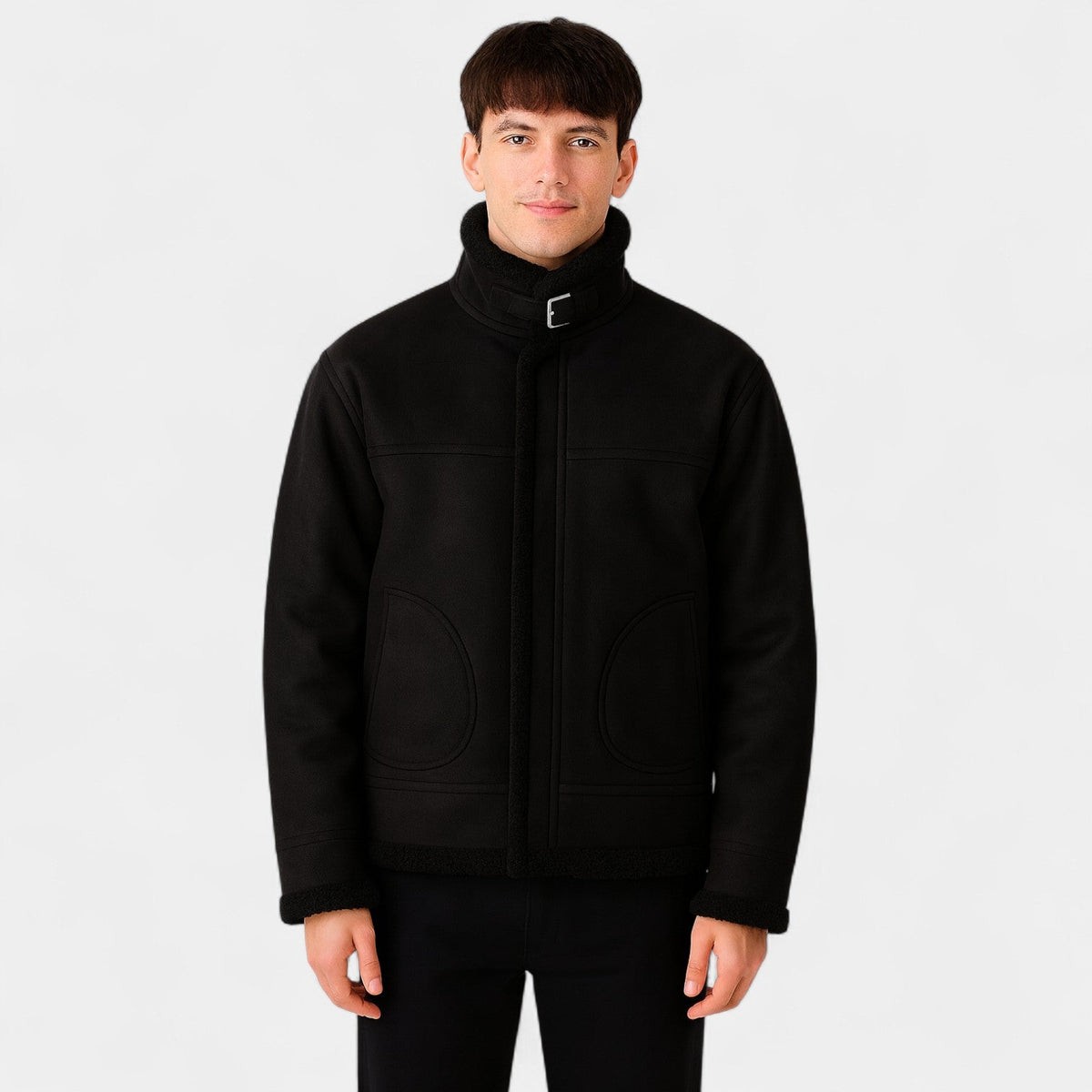Men's Thick Lamb Cashmere Jacket – Classic Lapel Collar