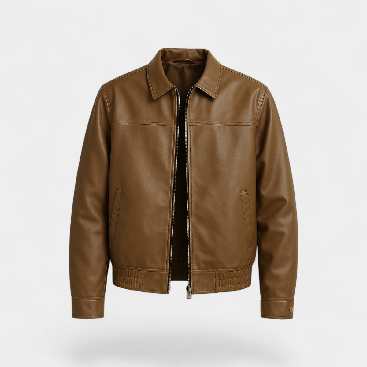 Men's PU Leather Jacket – Fitted with Stand Collar