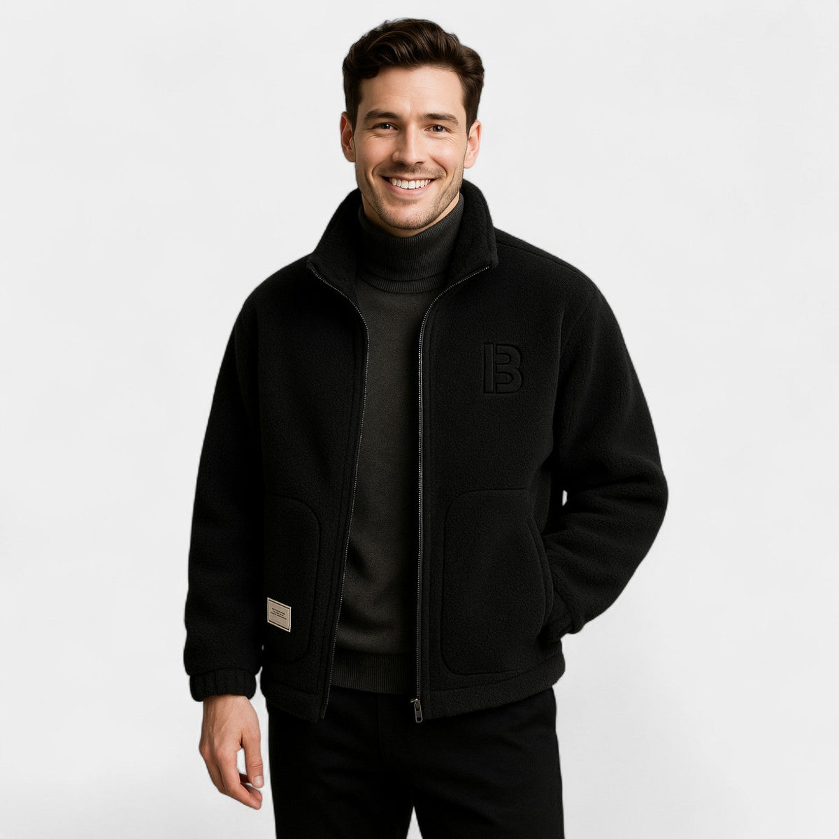 Men's Pure Cashmere Varsity Jacket – Ribbed Collar