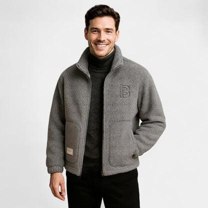 Men's Pure Cashmere Varsity Jacket – Ribbed Collar