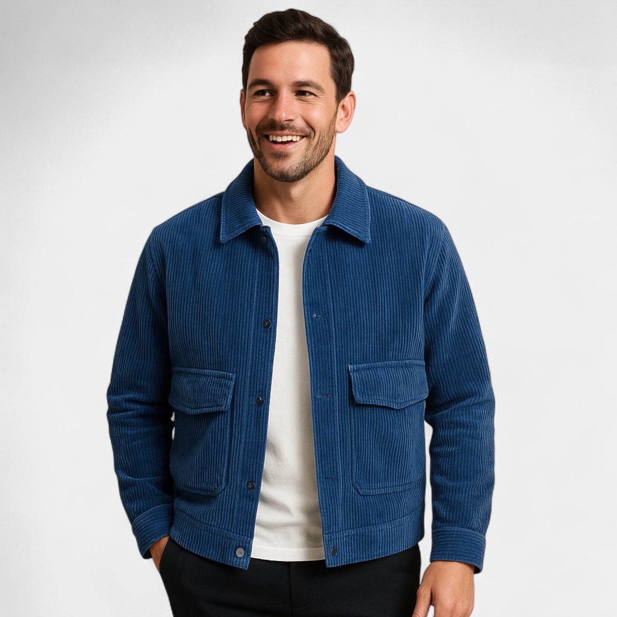 Men's Corduroy Jacket – Loose Fit with Retro Texture