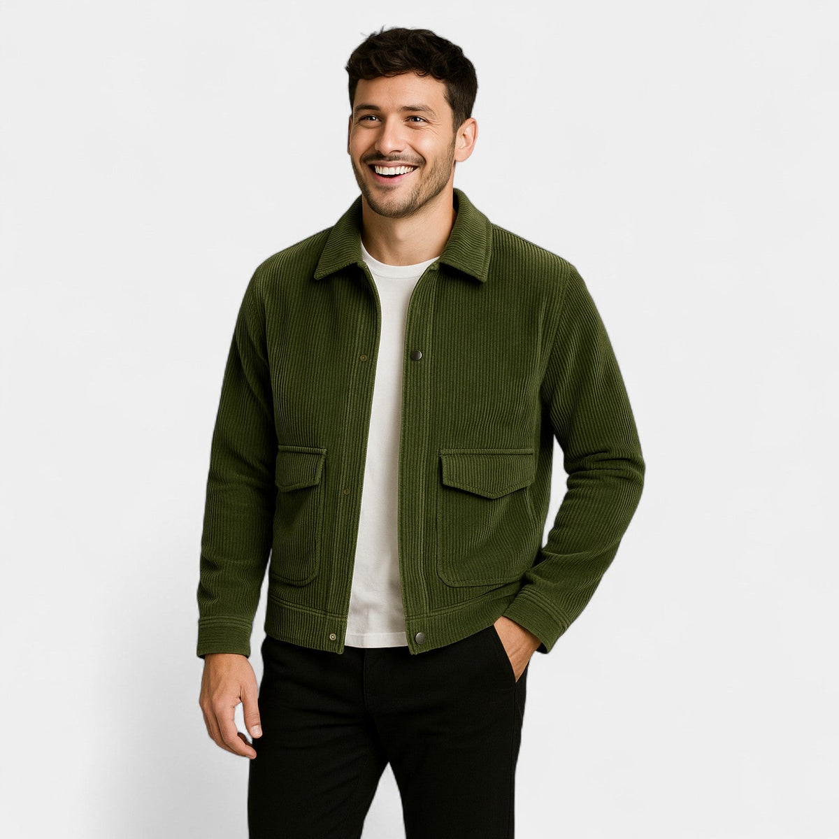 Men's Corduroy Jacket – Loose Fit with Retro Texture
