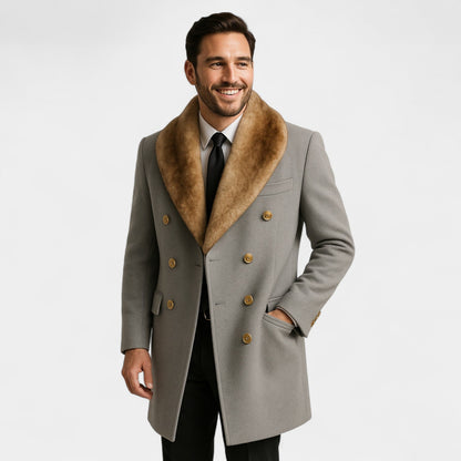 Men's Mid Length Jacket – Wool Polo Collar Fitted Cut