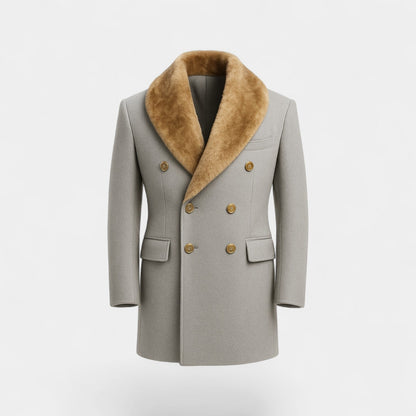 Men's Mid Length Jacket – Wool Polo Collar Fitted Cut