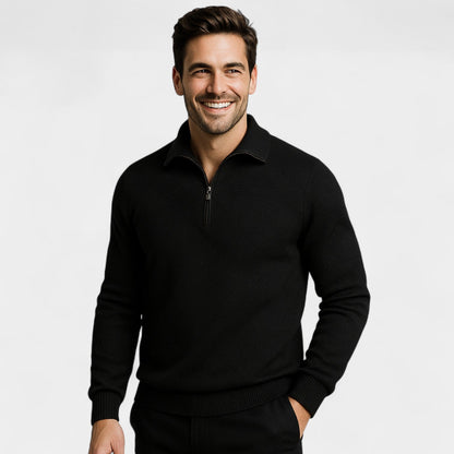 Men's Half Zip Jumper – Lapel Collar Relaxed Fit