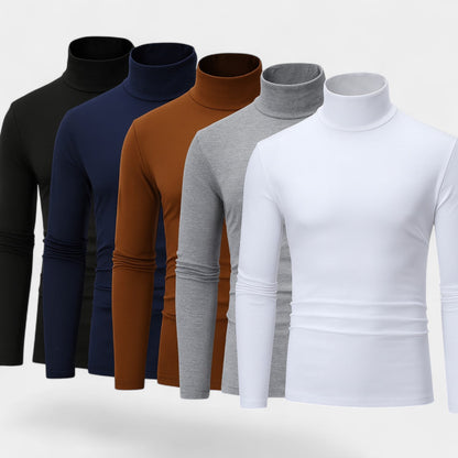 Men's Roll Neck Jumper Set of Three – Slim Fit Knit