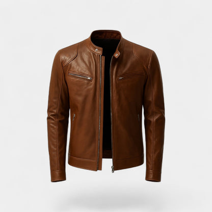 Men's Vegan Leather Biker Jacket – Slim Minimalist Cut