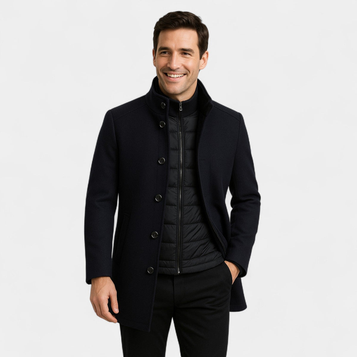 Men's Trench Parka – Stand Collar and Removable Gilet